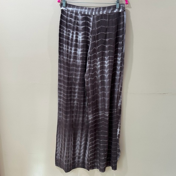 ZARA pants Womens L Flowy Wide Leg Wrap Linen Tie Dye Brown Hi Rise 3046/063 New - Picture 5 of 11